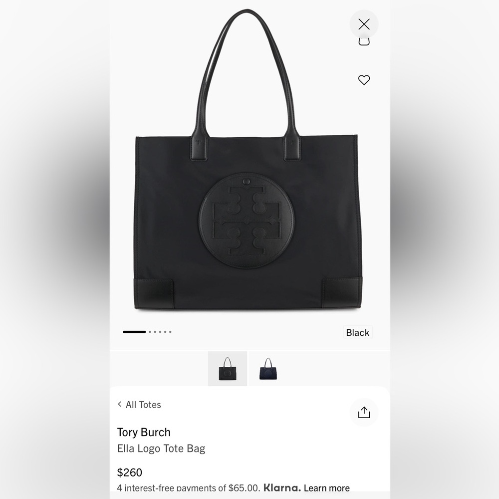 Tory Burch Ella Black Logo Tote